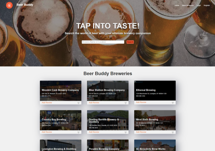 Beer Buddy home page
