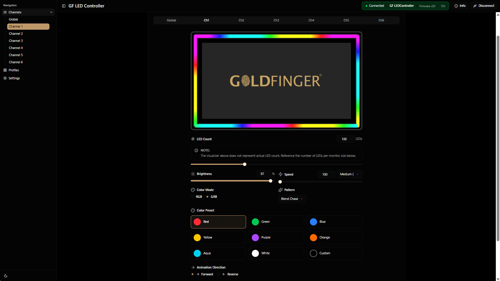 GF LED Controller web application